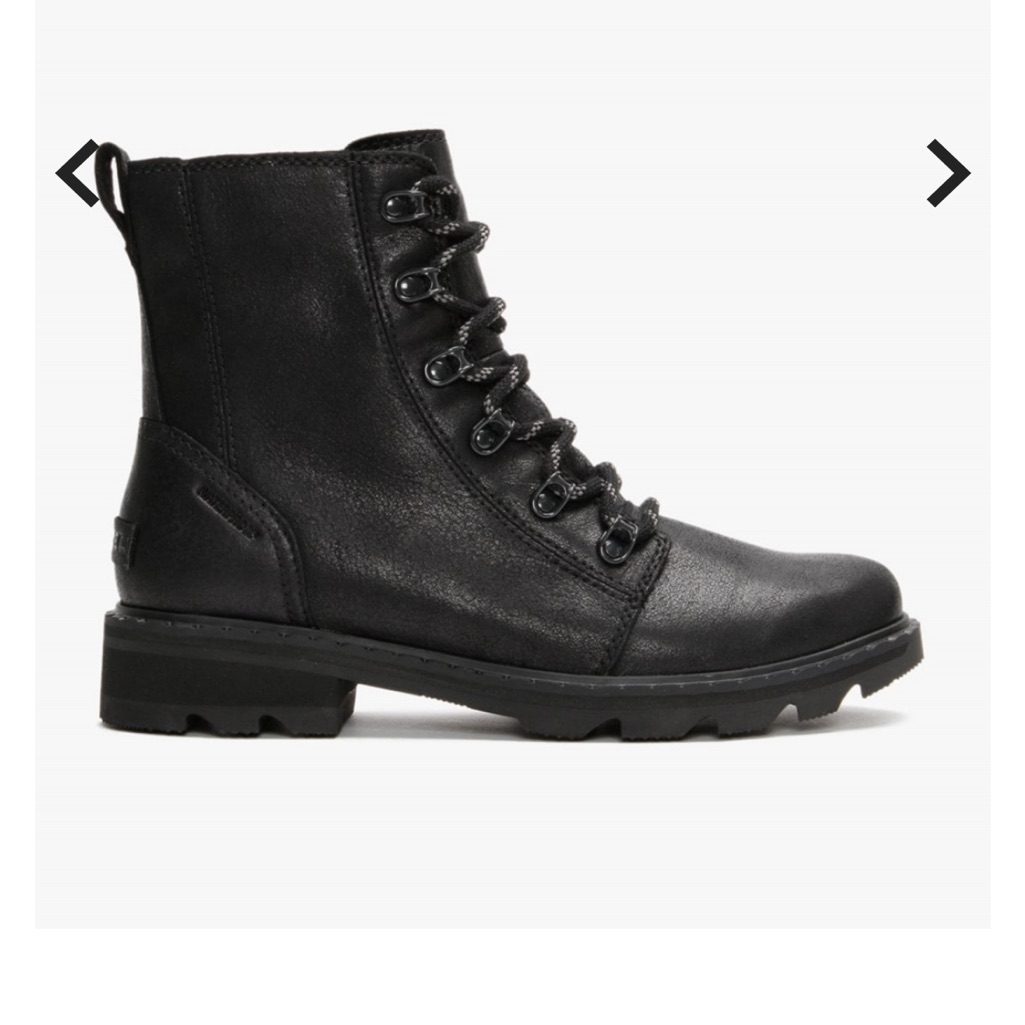 Sorel Lennox Lace Black Leather Ankle Boots